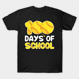 100 Days Of School Softball 100Th Day Of School Teacher Kids T-Shirt